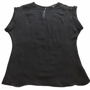 Guess Floral Black Sheer short sleeve blouse Shirt Women's Size small